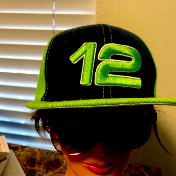 Fiesta  Seattle Seahawks #12 Green Black Baseball cap Snap Hats - Picture 1 of 10